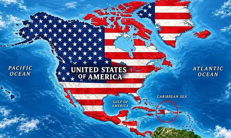 Trump aviva tendencia expansionista con mapa que pone la bandera de EE.UU. sobre el Caribe y Canadá