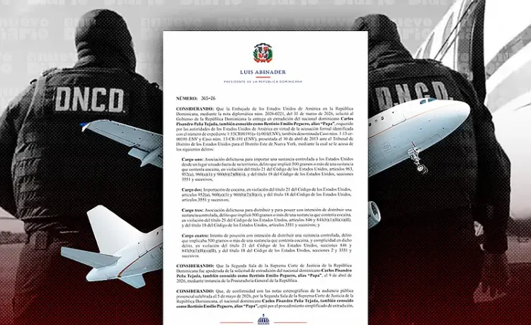 Abinader autoriza extradición de dominicano acusado de narcotráfico en EE. UU.