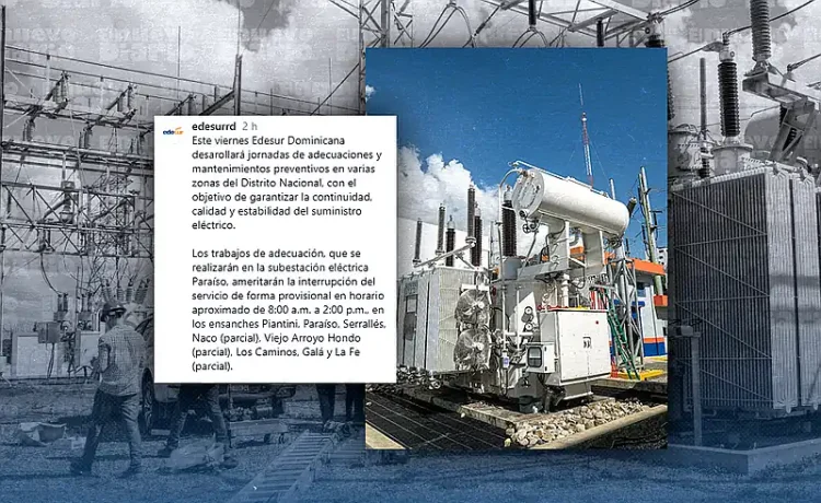 Edesur ejecuta plan de mantenimiento eléctrico en el Distrito Nacional este viernes