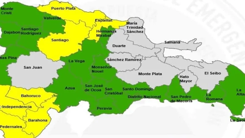 República Dominicana bajo alerta: COE sube a amarilla siete provincias por vaguada