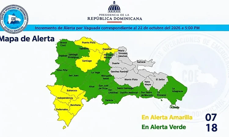 República Dominicana en alerta: COE sube a 24 provincias y el Distrito Nacional por lluvias persistentes