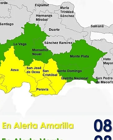 Vaguada activa alertas del COE en 16 provincias, incluyendo el Gran Santo Domingo