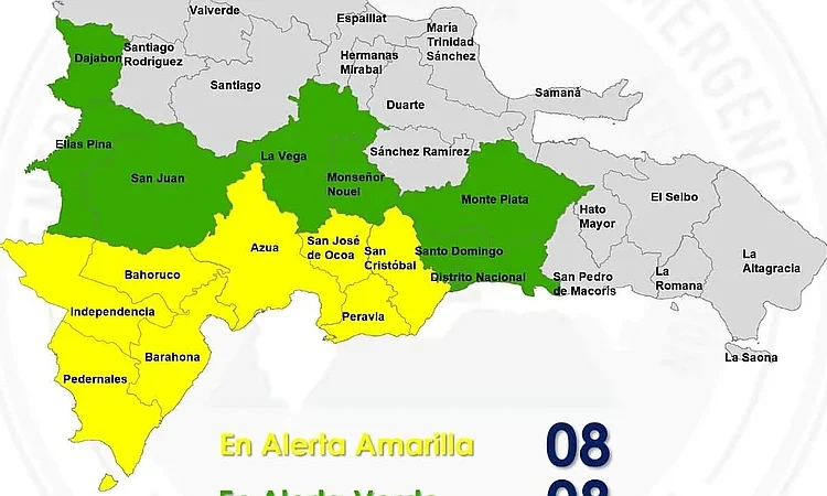 Vaguada activa alertas del COE en 16 provincias, incluyendo el Gran Santo Domingo