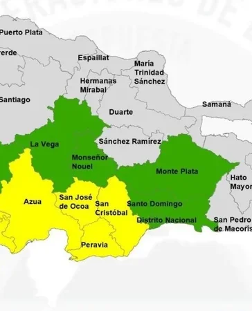 Vaguada activa alerta del COE en 16 demarcaciones, incluido el Distrito Nacional