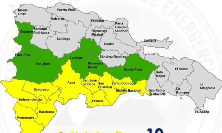 Vaguada activa alertas: COE eleva a amarilla 10 demarcaciones y advierte lluvias en sureste y noreste
