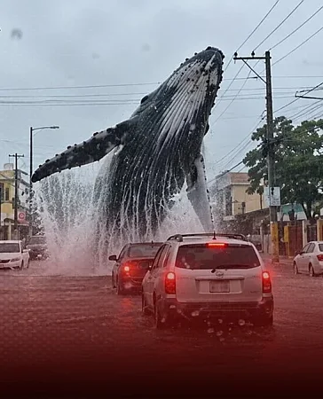 La IA convierte una inundación capitalina en un fenómeno viral con ballena incluida